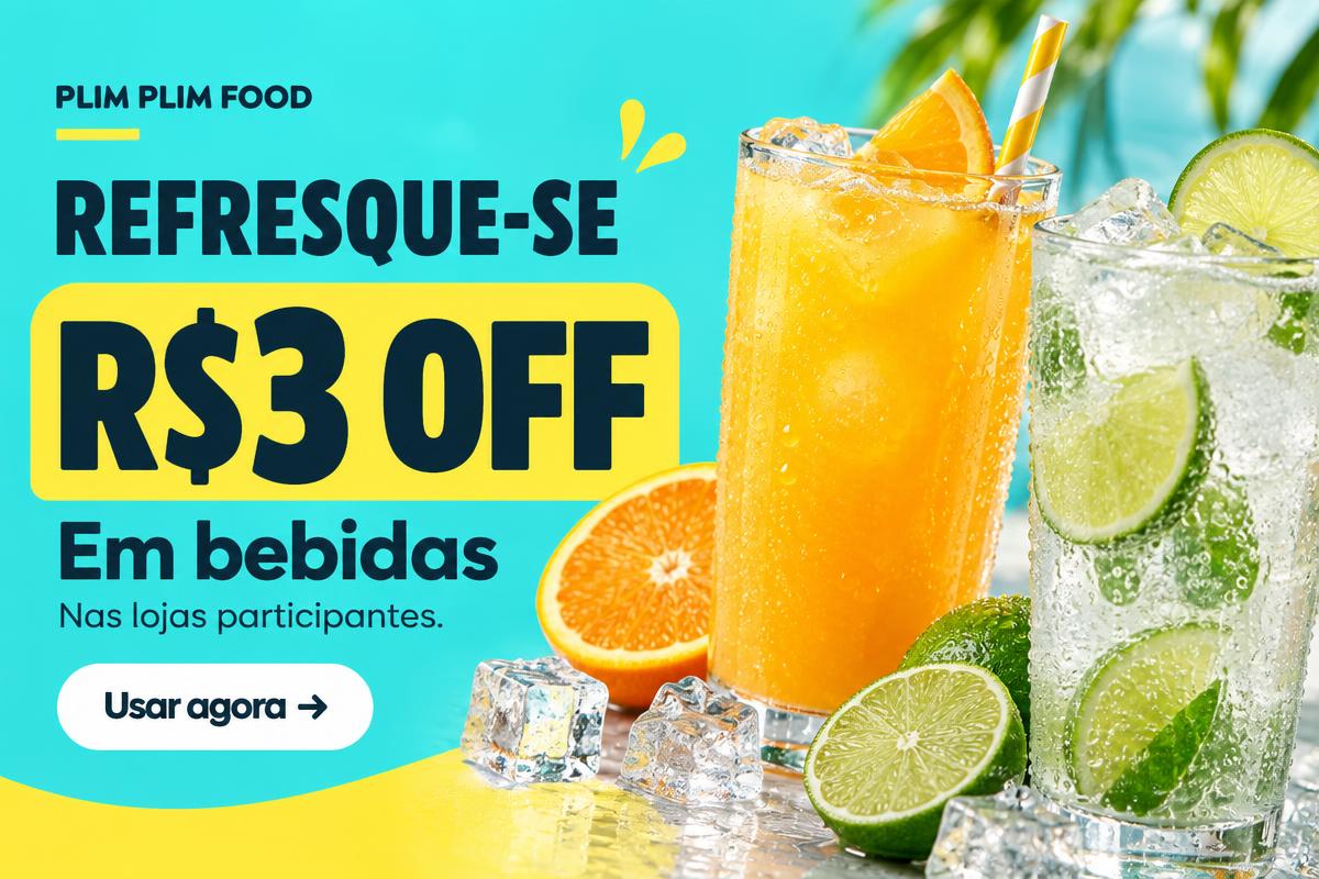 Bebidas com R$3 OFF. R$ 3,00 de desconto. Usar agora.